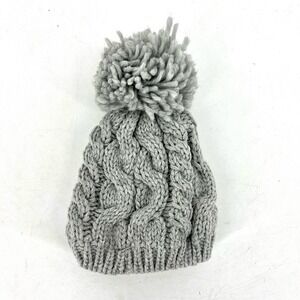 Laura Ashley Baby Unisex Boy Girl Gray Cable Knit Pom Pom Hat‎ (6-12m)